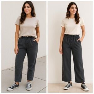 NEW SOMETHING NAVY Ruffle Cropped Sweat Pants, S